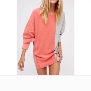 Free People Comfy Color Block Poppy Two-Tone Sweater Dress- Medium, Like New!